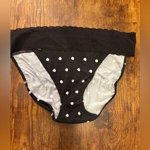 MeUndies Women’s Black and White Dot Bikini Underwear with Lace Trim NEW  (M)